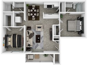 Two Bedroom Two Bathroom Large 128 floor plan